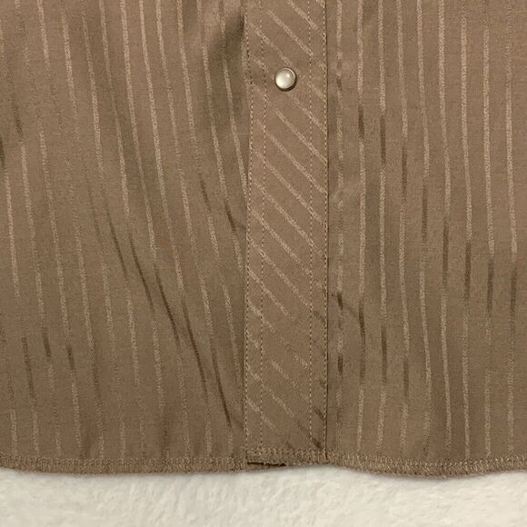 Wrangler Men's L Western Dobby Stripe Brown Gold Snap Long Sleeve Shirt XXL - Picture 5 of 7
